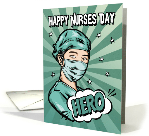 Superhero Nurse with Comic Book Design for Nurses Day From Group card