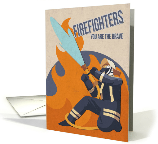 Retro International Firefighters Day with Firefighter and Fire card