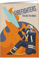 Retro International Firefighters Day with Firefighter and Fire card