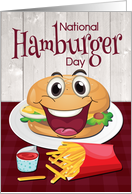 National Hamburger Day on May 28th with Smiling Hamburger and Fries card