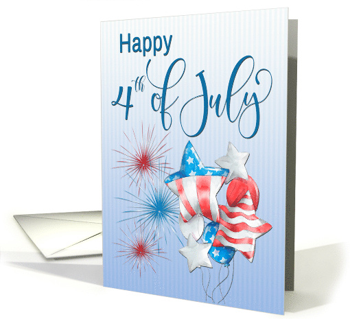 Happy 4th of July with Patriotic Balloons and Fireworks card (1677376)