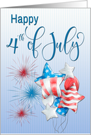 Happy 4th of July with Patriotic Balloons and Fireworks card