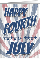 Happy 4th of July with and Distressed Like Text Wood Background card