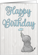 Happy Birthday with Cute Elephant Holding Flower card