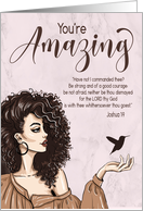 Christian Encouragement with African American Woman and Hummingbird card