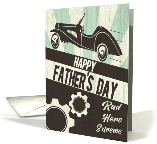 Retro Car and Distressed Like Background for Dad on Fathers Day card