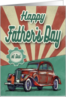 Retro Fathers Day with Red Coupe and Distressed Like Background card