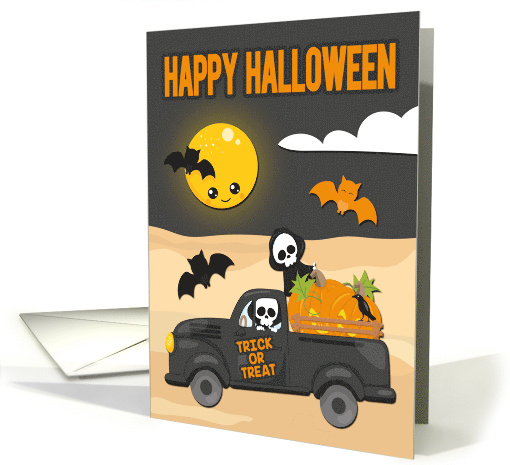 Skeletons and Truck with Bats for Happy Halloween card (1685658)