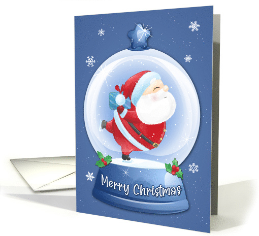 Merry Christmas with Skating Santa in Snow Globe card (1689768)