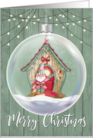 Merry Christmas with Gnome and House in Decoration Globe card