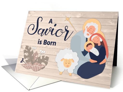 Christian Christmas with Nativity and Wood Background card (1690596)
