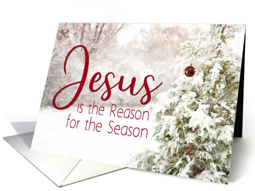 Christian Merry Christmas with Winter Background Jesus is... (1691154)