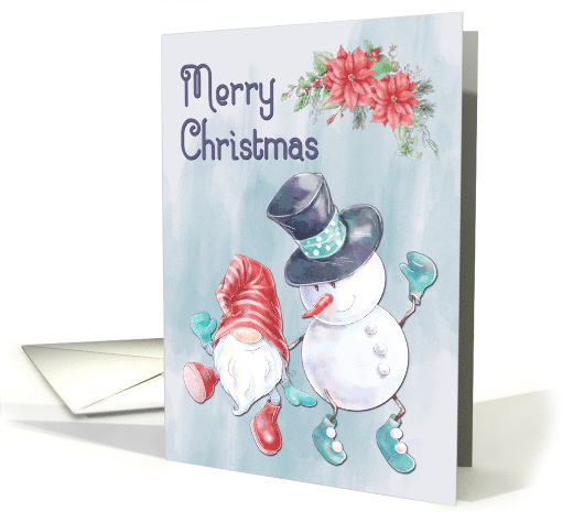 Merry Christmas with Dancing Snowman and Gnome card (1691330)