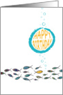 Birthday Wishing Fish- witty, elegant, cute collage card
