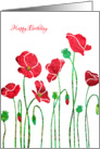 August Birthday with Stylized Red Poppy, Floral Design card