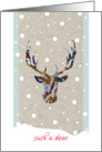 For Friend, Such a Dear with Stylized Deer Head in the Snow, Witty card