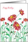Happy Birthday with Stylized Chrysanthemum Flowers, Floral Design, card