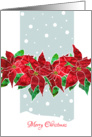 Merry Christmas with Stylized Poinsettia, Sonw, Elegant Floral Design card