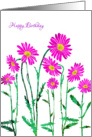 Happy Birthday with Stylized Pink Daisy, Elegant Floral Design, card