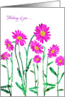 Thinking of You with Stylized Pink Daisy, Elegant Floral Design card