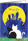 Valentine’s Day - Missing You with Hugging Cats in the Moonlight card