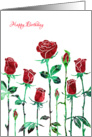 June Birthday with Stylized Red Rose, Floral Design card