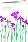Get Well Soon with Stylized Purple Iris, Floral Design, Collage card