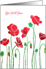 Get Well Soon with Stylized Red Poppy, Floral Design card