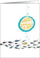 Birthday Wishing Fish- witty, elegant, cute collage card