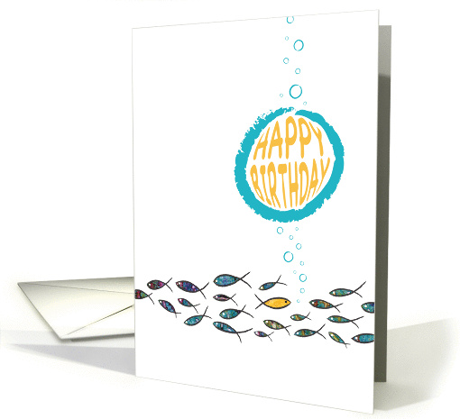 Birthday Wishing Fish, For Husband, Witty and colorful Collage card
