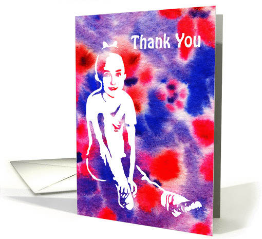 Thank You, For Gifts, Cute Smiling Ballerina, watercolor flowers card