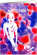 Thank You, For Gifts, Cute Smiling Ballerina, watercolor flowers card