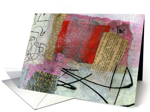 Colorful Abstract Collage, Any Occasion Blank Note, Melody card