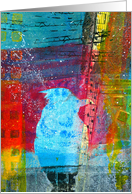 Colorful Abstract Collage, Any Occasion Blank Note, Singing Bird card