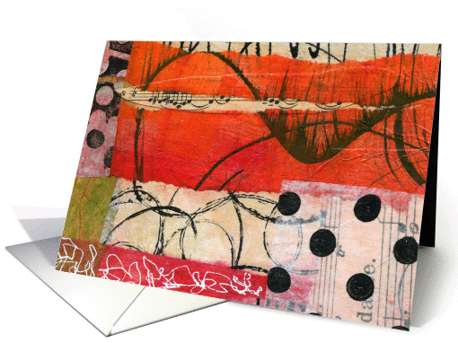 Colorful Abstract Collage, Any Occasion Blank Note, Sing Along card