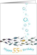 Happy 55th Birthday, Gold Fish, Witty, Elegant, Cute, Colorful Design card