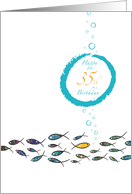 Happy 35th Birthday, Gold Fish, Witty, Elegant, Cute, Colorful Design card