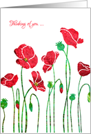 Thinking of You on Your Mum’s Anniversary, elegant Red Poppy Floral, card