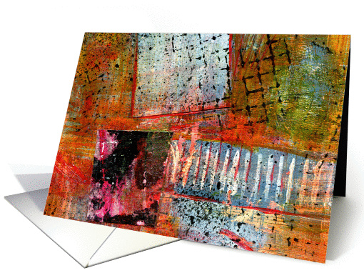 Birthday, Colorful Abstract Painting-Collage, For Anyone, Urban, card