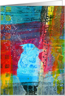 Birthday, Colorful Abstract Painting-Collage, For Anyone, Singing Bird card