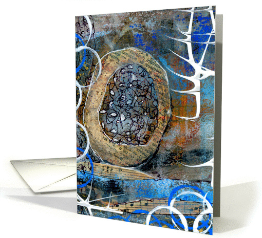 Birthday, Modern Abstract Painting-Collage, For Anyone, Abandoned card