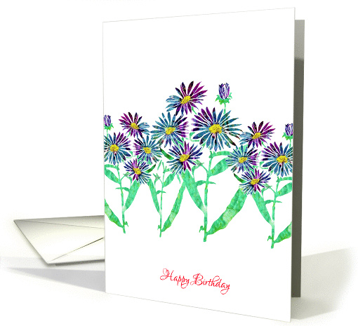 September Birthday with Stylized Colorful Aster, Floral Design card