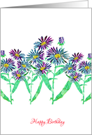 September Birthday with Stylized Colorful Aster, Floral Design card