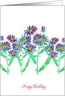 Happy Birthday Colorful Aster, For Anyone, blue, turquoise, purple card