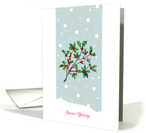 Season's Greetings with Stylized Holly, Christmas Card,... (1327346)