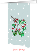 Season’s Greetings with Stylized Red Berry Mistletoe, Christmas Card