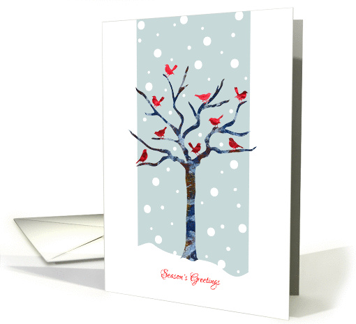 Season's Greetings with Stylized Robins on Tree,... (1327382)