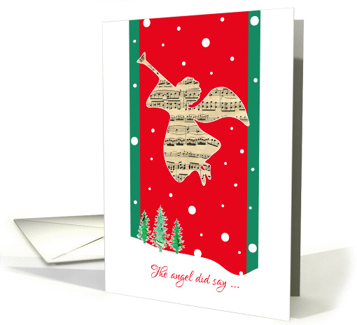 The Angel Did Say, From Afar, Musical Note Angel in the Snow, card