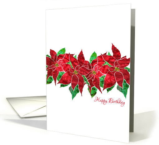 Birthday on Christmas with Stylized Poinsettia, Elegant... (1330812)