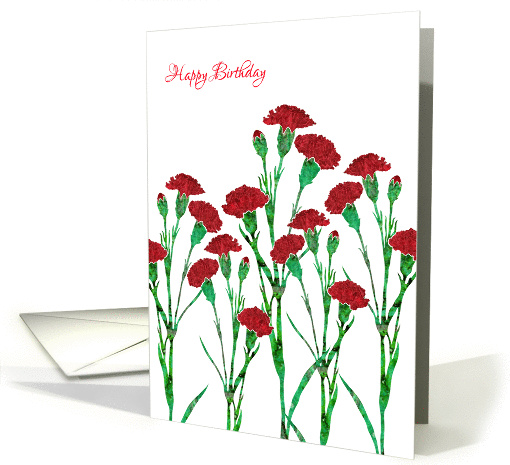 Happy Birthday with Stylized Red Carnation, Elegant... (1331500)